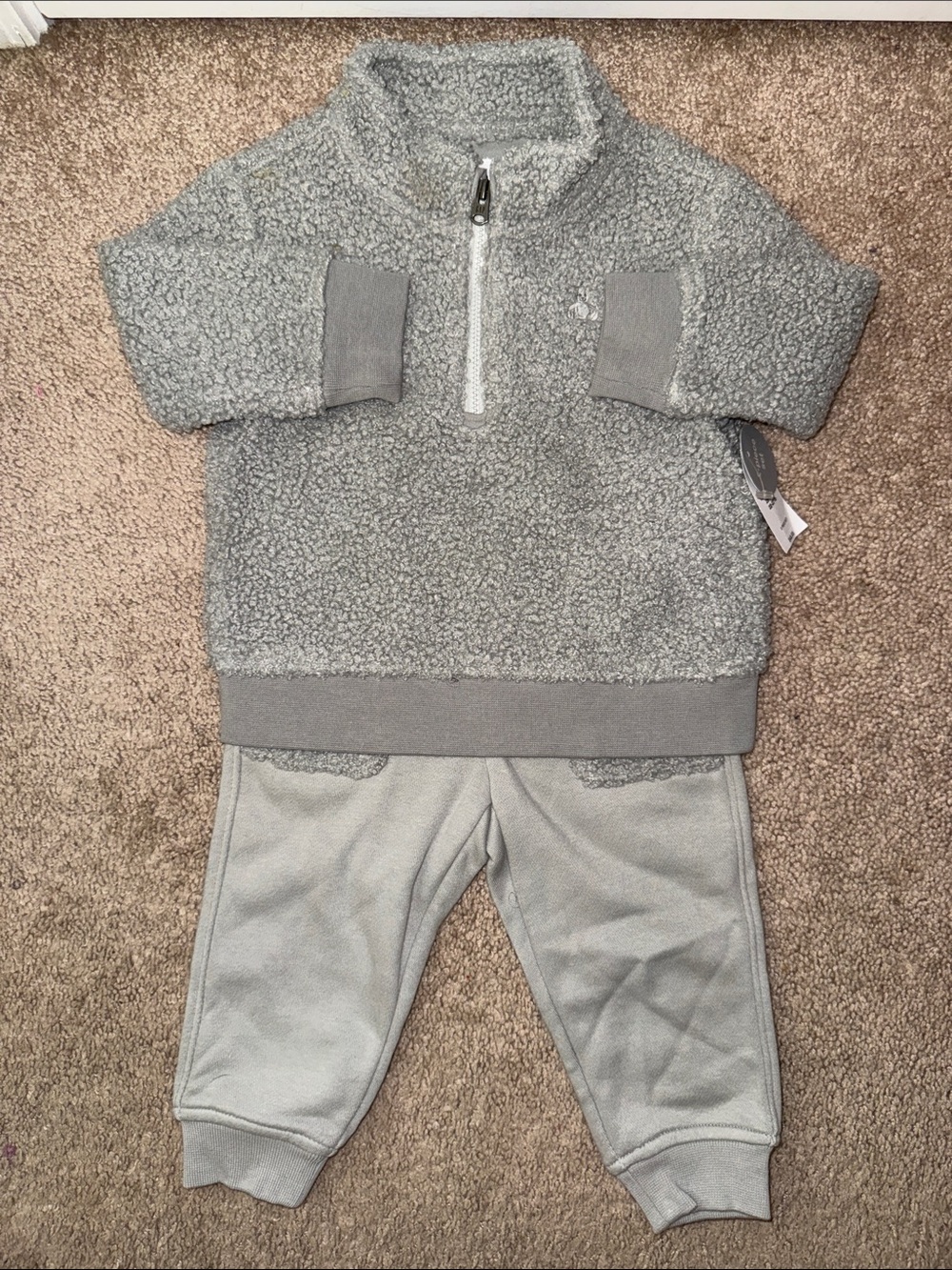 NWT Cozy Gray Sherpa Sweatshirt & Jogger Set - Kids